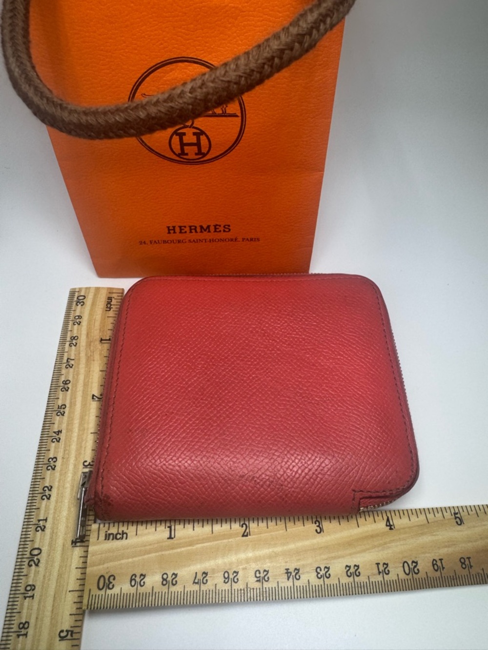 Hermès Silk’In Compact Wallet 2014 Red Silk Scarf Interior W Box Bag Authentic - Picture 13 of 13